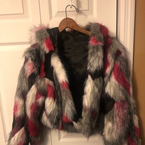 Crop Hooded Faux Fur Jacket